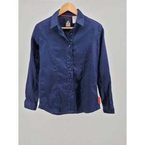 Bulwark FR iQ Series Womens Navy Blue Flame Resistant Work Shirt CAT2 Medium RG